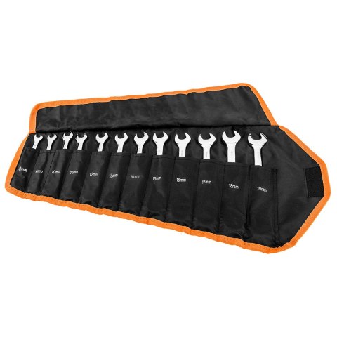 KLUCZE PŁASKO-OCZKOWE Z GRZECHOTKĄ I PRZEŁĄCZNIKIEM, ZESTAW 12 SZT., 8 - 19 MM, MIĘKKIE ETUI KLUCZE PŁASKO-OCZKOWE Z GRZECHOTKĄ I PRZEŁĄCZNIKIEM, ZESTAW 12 SZT., 8 - 19 MM, MIĘKKIE ETUI