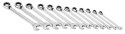 KLUCZE  PŁASKO-OCZKOWE Z GRZECHOTKĄ I  PRZEŁĄCZNIKIEM, ZESTAW 12 SZT., 8 - 19 MM, MIĘKKIE ETUI