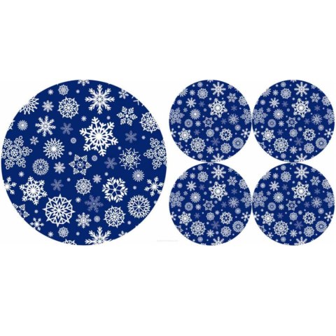 BERTONI EE ZESTAW  PODKŁADEK NA STÓŁ OKRĄGŁYCH 1+4 - SNOW