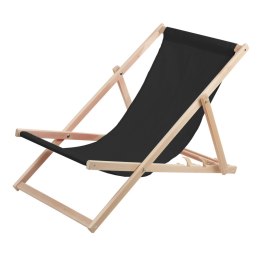 LEŻAK  PLAŻOWY, DREWNIANY CZARNY