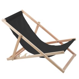 LEŻAK  PLAŻOWY, DREWNIANY CZARNY