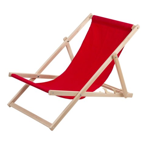 LEŻAK PLAŻOWY, DREWNIANY CZERWONY LEŻAK PLAŻOWY, DREWNIANY CZERWONY
