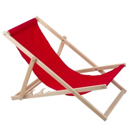 LEŻAK  PLAŻOWY, DREWNIANY CZERWONY