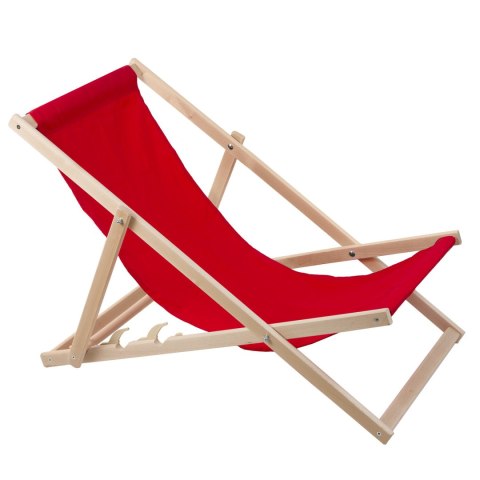 LEŻAK PLAŻOWY, DREWNIANY CZERWONY LEŻAK PLAŻOWY, DREWNIANY CZERWONY