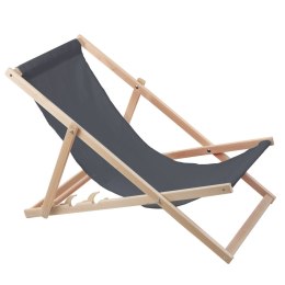 LEŻAK  PLAŻOWY, DREWNIANY SZARY