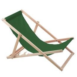 LEŻAK  PLAŻOWY, DREWNIANY ZIELONY