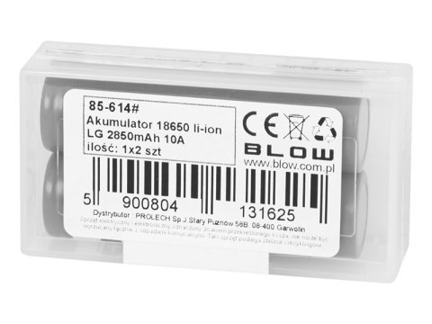 85-614# AKUMULATOR 18650 LI-ION LG 2850 10A 2SZT 3,6V + BOx NA DWA AKUMULATORY 85-614# AKUMULATOR 18650 LI-ION LG 2850 10A 2SZT 3,6V + BOx NA DWA AKUMULATORY