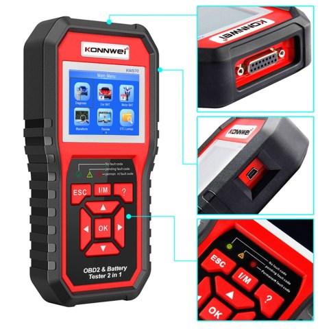 MIERNIK DIAGNOSTYCZNY, SKANER OBD2, TESTER BATERII KONNWEI KW870 MIERNIK DIAGNOSTYCZNY, SKANER OBD2, TESTER BATERII KONNWEI KW870