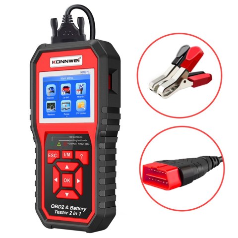MIERNIK DIAGNOSTYCZNY, SKANER OBD2, TESTER BATERII KONNWEI KW870 MIERNIK DIAGNOSTYCZNY, SKANER OBD2, TESTER BATERII KONNWEI KW870