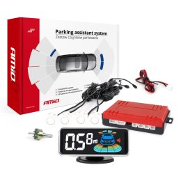 CZUJNIKI  PARKOWANIA COFANIA BIAŁE LED 3D AMIO-03188