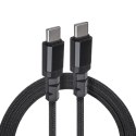 KABEL 2 x USB-C 100W MACLEAN, WS PIERAJĄCY PD,  PRZESYŁ DANYCH DO 10GB PS, 5A, CZARNY, DŁ. 1M, MCE491