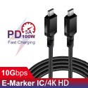 KABEL 2 x USB-C 100W MACLEAN, WS PIERAJĄCY PD,  PRZESYŁ DANYCH DO 10GB PS, 5A, CZARNY, DŁ. 1M, MCE491