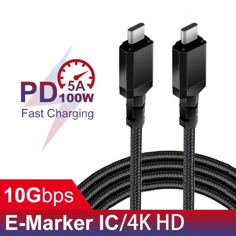 KABEL 2 x USB-C 100W MACLEAN, WS PIERAJĄCY PD, PRZESYŁ DANYCH DO 10GB PS, 5A, CZARNY, DŁ. 1M, MCE491 KABEL 2 x USB-C 100W MACLEAN, WS PIERAJĄCY PD, PRZESYŁ DANYCH DO 10GB PS, 5A, CZARNY, DŁ. 1M, MCE491