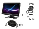 MONITOR SAMOCHODOWY LCD 7 CALI 12/24V KABEL 5M ORAZ KAMERA COFANIA 4 PIN ZESTAW AHD