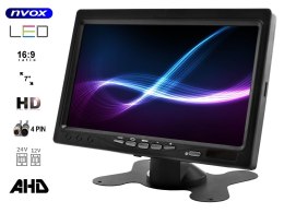 MONITOR SAMOCHODOWY LCD 7 CALI 12/24V KABEL 5M ORAZ KAMERA COFANIA 4 PIN ZESTAW AHD