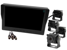 MONITOR SAMOCHODOWY LCD 9CALI AHD 4 PIN Z FUNKCJĄ REJESTRATORA 12V 24V ORAZ 4 KAMERY AHD