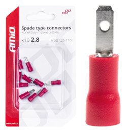 KONEKTORY IZOLOWANE MĘSKIE  PŁASKIE 2.8MM 0.5-1.5MM2 10A 10 SZT. AMIO-03064