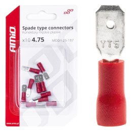KONEKTORY IZOLOWANE MĘSKIE  PŁASKIE 4.75MM 0.5-1.5MM2 10A 10 SZT. AMIO-03065
