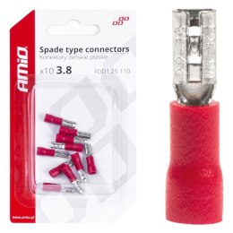 KONEKTORY IZOLOWANE ŻEŃSKIE  PŁASKIE 3.8MM 0.5-1.5MM2 10A 10 SZT. AMIO-03060