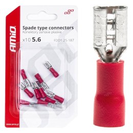 KONEKTORY IZOLOWANE ŻEŃSKIE  PŁASKIE 5.6MM 0.5-1.5MM2 10A 10 SZT. AMIO-03061
