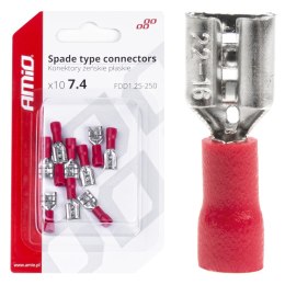 KONEKTORY IZOLOWANE ŻEŃSKIE  PŁASKIE 7.4MM 0.5-1.5MM2 10A 10 SZT. AMIO-03062