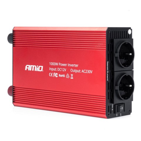 PRZETWORNICA SAMOCHODOWA  PRĄDU 12V 230V 1000W AMIO-03283