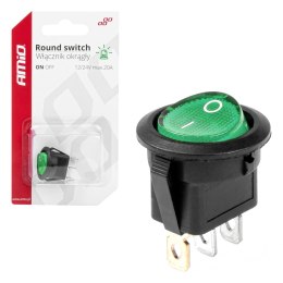WŁĄCZNIK  PRZEŁĄCZNIK OKRĄGŁY Z ZIELONYM  PODŚWIETLENIEM AMIO-03084