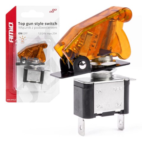 WŁĄCZNIK Z POMARAŃCZOWYM PODŚWIETLENIEM TO P GUN ON OFF AMIO-03094 WŁĄCZNIK Z POMARAŃCZOWYM PODŚWIETLENIEM TO P GUN ON OFF AMIO-03094