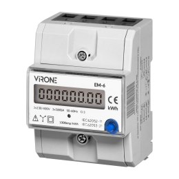 3-FAZOWY WSKAŹNIK ZUŻYCIA ENERGII ELEKTRYCZNEJ, 80A, DODATKOWY WSKAŹNIK, WYJŚCIE IM PULSOWE,  PRZYCISK RESET, 2 MODUŁY, DIN TH-35M