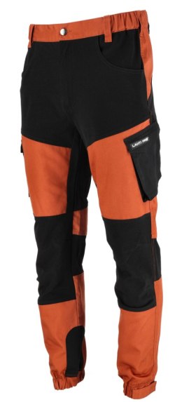 S PODNIE Z ELEMENTAMI STRETCH CEGLASTO-CZARNE, 