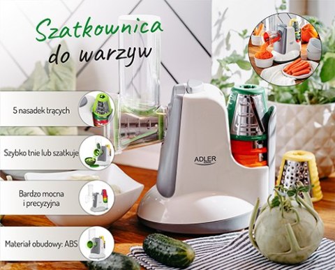 AD 4815 SZATKOWNICA DO WARZYW Z 5 NASADKAMI AD 4815 SZATKOWNICA DO WARZYW Z 5 NASADKAMI