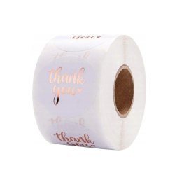 500 SZTUK NAKLEJEK THANK YOU OPALIZUJĄCE ROSE GOLD NA TAŚMIE ŚREDNICA 25MM DEKORACYJNE NAKLEJKI SAMOPRZYLEPNE ETYKIETY NNK07