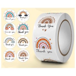 500 SZTUK NAKLEJEK THANK YOU Z TĘCZĄ NA TAŚMIE ŚREDNICA 25MM DEKORACYJNE NAKLEJKI SAMOPRZYLEPNE ETYKIETY NNK10