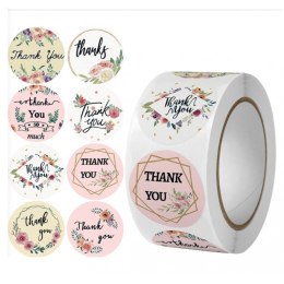 500 SZTUK NAKLEJEK THANK YOU NA TAŚMIE ŚREDNICA 25MM DEKORACYJNE NAKLEJKI SAMOPRZYLEPNE ETYKIETY NNK12