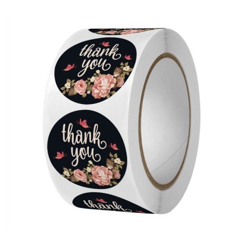 500 SZTUK NAKLEJEK THANK YOU NA TAŚMIE ŚREDNICA 25MM DEKORACYJNE NAKLEJKI SAMOPRZYLEPNE ETYKIETY NNK13