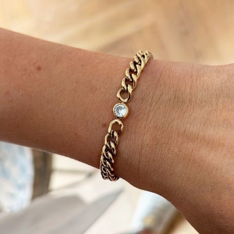 BRANSOLETKA NA RĘKĘ STAL CHIRURGICZNA POZŁACANA 14K ZŁOTEM BST1356