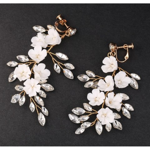 KOLCZYKI ŚLUBNE BOHO WIZYTOWE WISZĄCE Z KRYSZTAŁKAMI STAL SZLACHETNA KOLS16