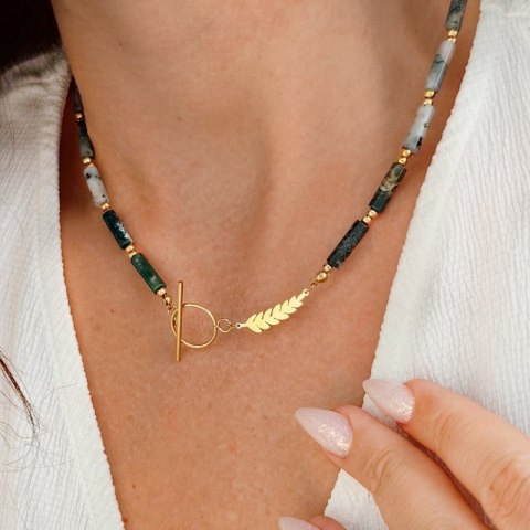 NASZYJNIK STAL SZLACHETNA POZŁACANA 14K ZŁOTEM NST2038