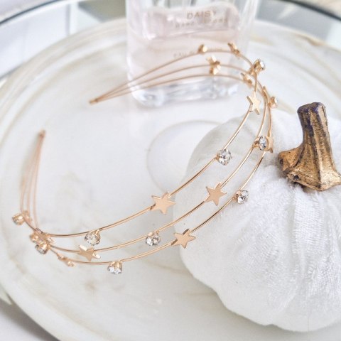 OPASKA DO WŁOSÓW ZDOBIONA MULTI GWIAZDKI ZŁOTA O529 OPASKA DO WŁOSÓW ZDOBIONA MULTI GWIAZDKI ZŁOTA O529