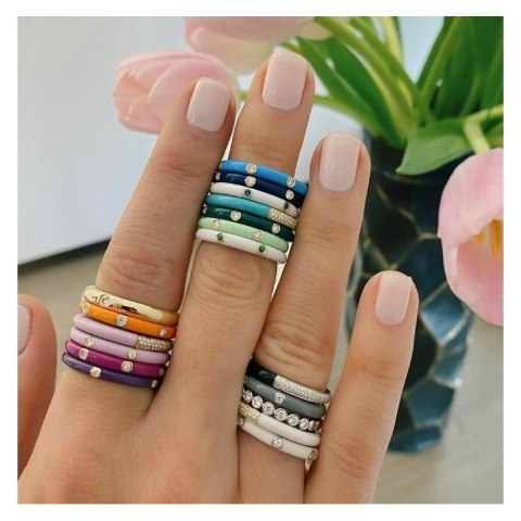 PIERŚCIONEK POZŁACANY CYRKONIE MASA PERŁOWA KOLOR STAL CHIRURGICZNA PLATEROWANA ZŁOTEM PST869RR7