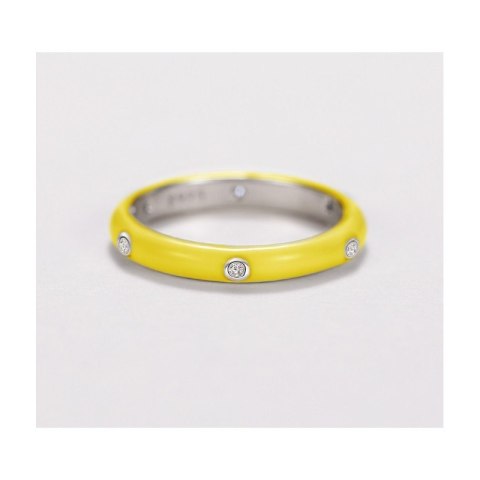 PIERŚCIONEK POZŁACANY CYRKONIE MASA PERŁOWA KOLOR STAL CHIRURGICZNA PLATEROWANA ZŁOTEM PST869ZOR7