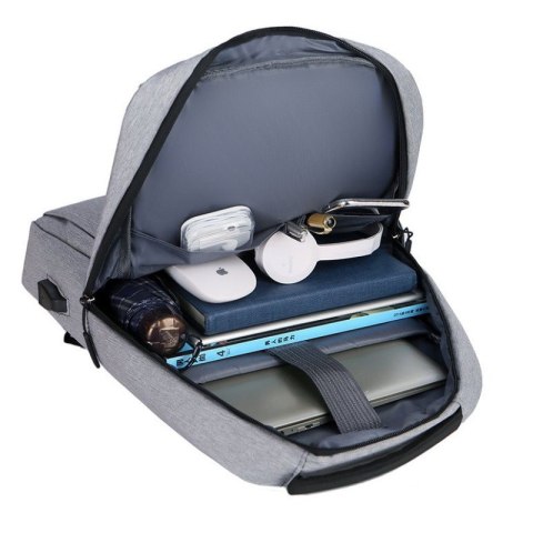 PLECAK NA LAPTOPA SPORTOWY USB SZARY PL154SZ
