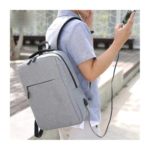 PLECAK NA LAPTOPA SPORTOWY USB SZARY PL154SZ