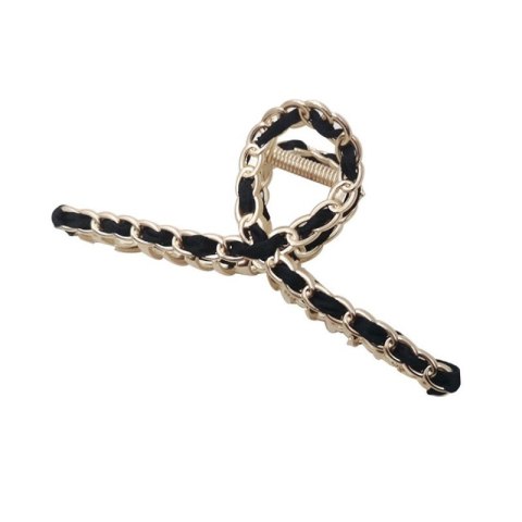 SPINKA DO WŁOSÓW KLAMRA XL ZŁOTA METALOWA Z CZERNIĄ 11CM SP231