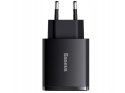 BASEUS ŁADOWARKA SIECIOWA BASEUS COM PACT QUICK CHARGER, 2xUSB, USB-C, PD, 3A, 30W (CCXJ-E01) CZARNA
