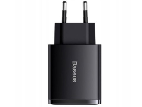 BASEUS ŁADOWARKA SIECIOWA BASEUS COM PACT QUICK CHARGER, 2xUSB, USB-C, PD, 3A, 30W (CCXJ-E01) CZARNA BASEUS ŁADOWARKA SIECIOWA BASEUS COM PACT QUICK CHARGER, 2xUSB, USB-C, PD, 3A, 30W (CCXJ-E01) CZARNA