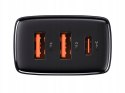 BASEUS ŁADOWARKA SIECIOWA BASEUS COM PACT QUICK CHARGER, 2xUSB, USB-C, PD, 3A, 30W (CCXJ-E01) CZARNA