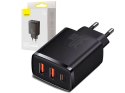 BASEUS ŁADOWARKA SIECIOWA BASEUS COM PACT QUICK CHARGER, 2xUSB, USB-C, PD, 3A, 30W (CCXJ-E01) CZARNA