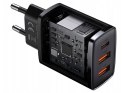 BASEUS ŁADOWARKA SIECIOWA BASEUS COM PACT QUICK CHARGER, 2xUSB, USB-C, PD, 3A, 30W (CCXJ-E01) CZARNA