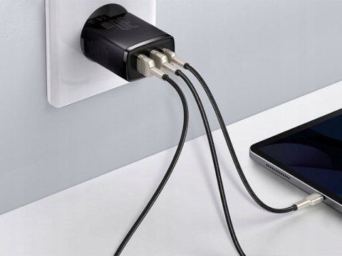 BASEUS ŁADOWARKA SIECIOWA BASEUS COM PACT QUICK CHARGER, 2xUSB, USB-C, PD, 3A, 30W (CCXJ-E01) CZARNA BASEUS ŁADOWARKA SIECIOWA BASEUS COM PACT QUICK CHARGER, 2xUSB, USB-C, PD, 3A, 30W (CCXJ-E01) CZARNA